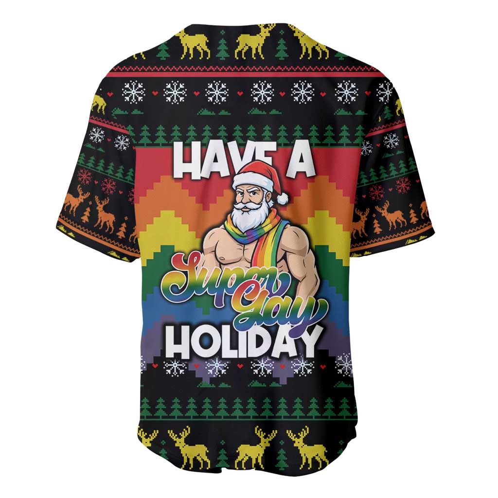Have A Super Gay Holiday Christmas Baseball Jersey Xmas Holiday Patterns - Wonder Print Shop