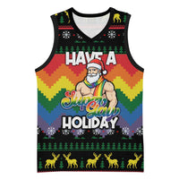 Have A Super Gay Holiday Christmas Basketball Jersey Xmas Holiday Patterns - Wonder Print Shop