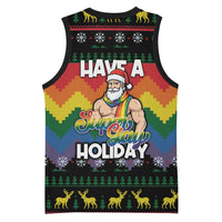 Have A Super Gay Holiday Christmas Basketball Jersey Xmas Holiday Patterns - Wonder Print Shop