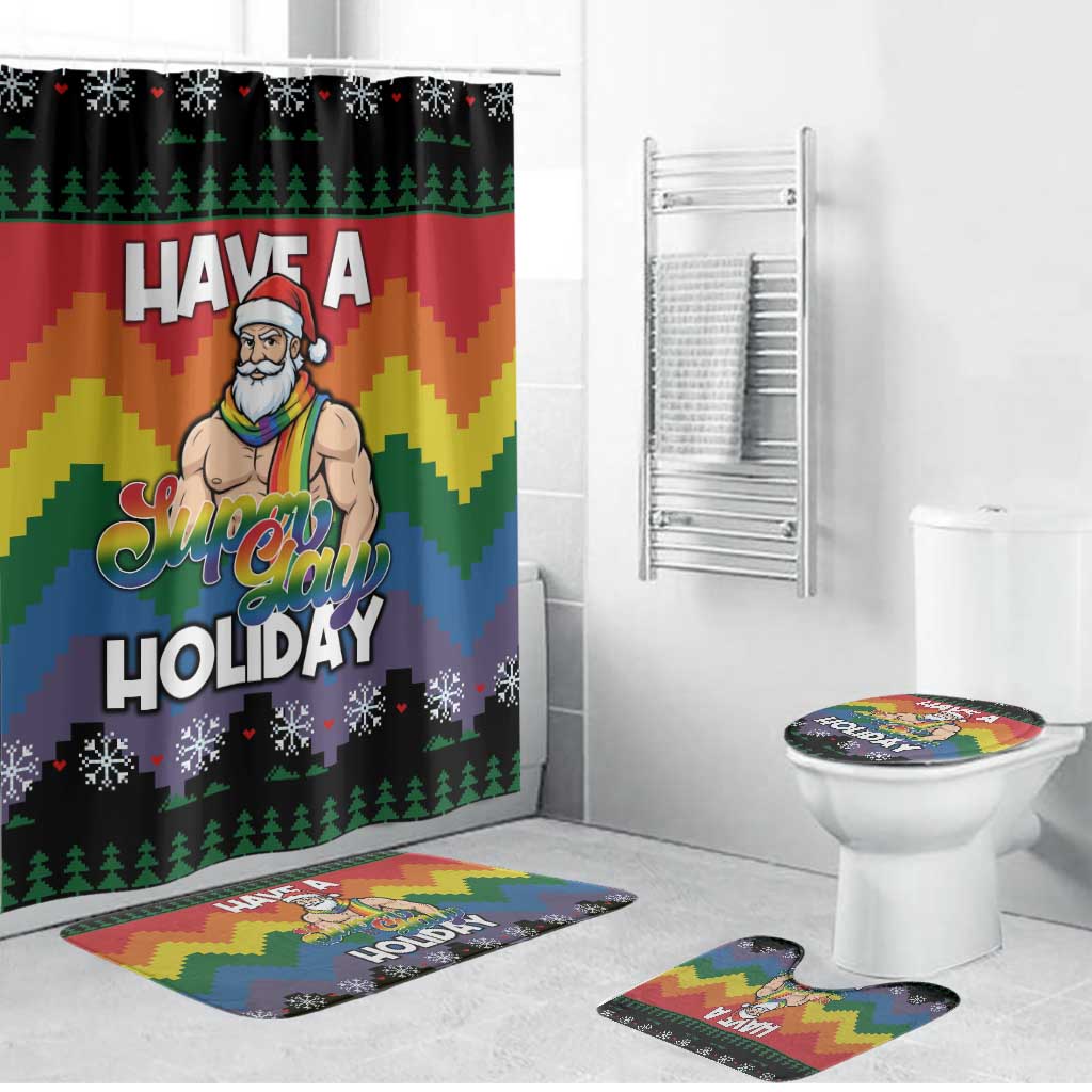Have A Super Gay Holiday Christmas Bathroom Set Xmas Holiday Patterns - Wonder Print Shop