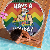 Have A Super Gay Holiday Christmas Beach Blanket Xmas Holiday Patterns - Wonder Print Shop