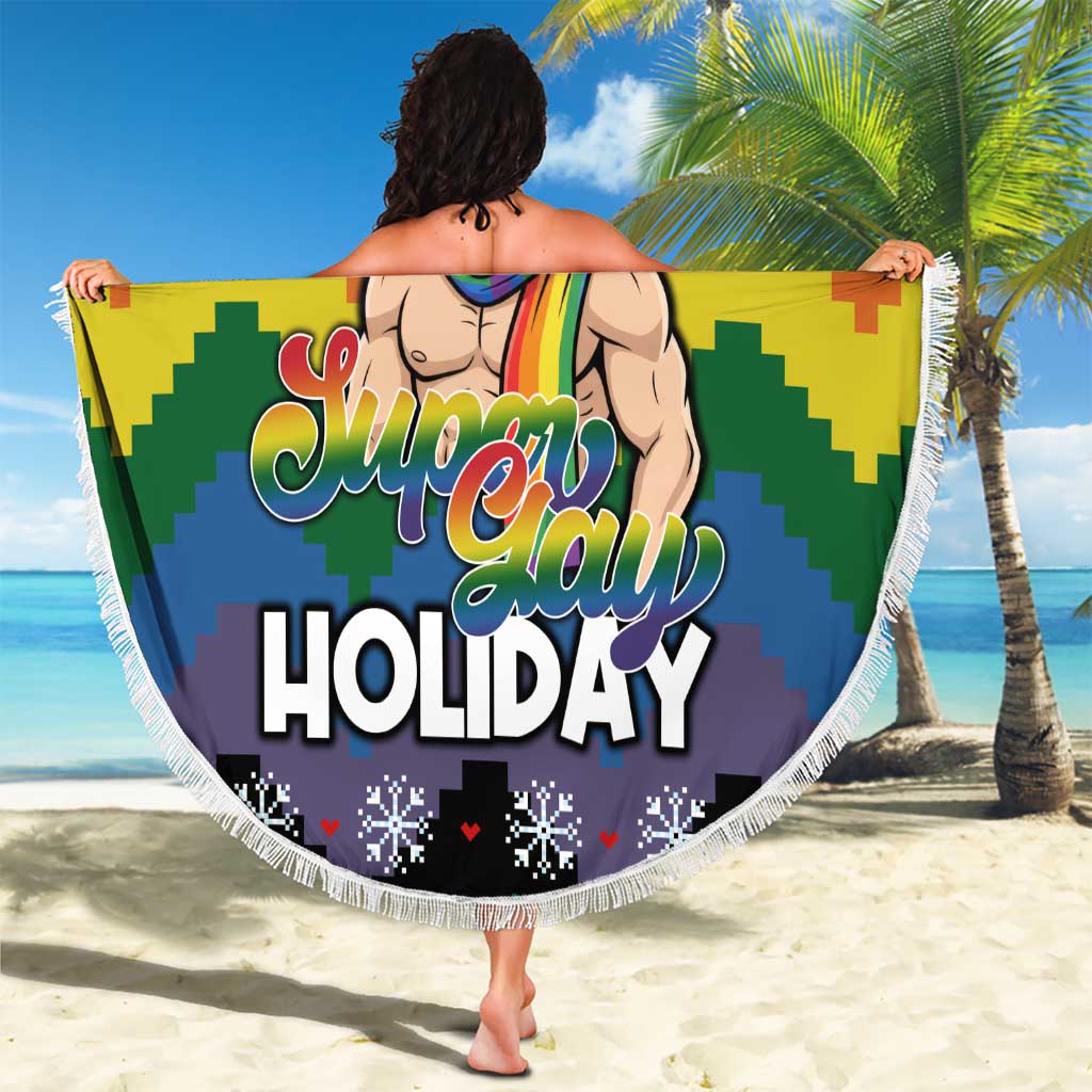 Have A Super Gay Holiday Christmas Beach Blanket Xmas Holiday Patterns - Wonder Print Shop