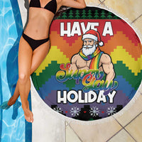 Have A Super Gay Holiday Christmas Beach Blanket Xmas Holiday Patterns - Wonder Print Shop