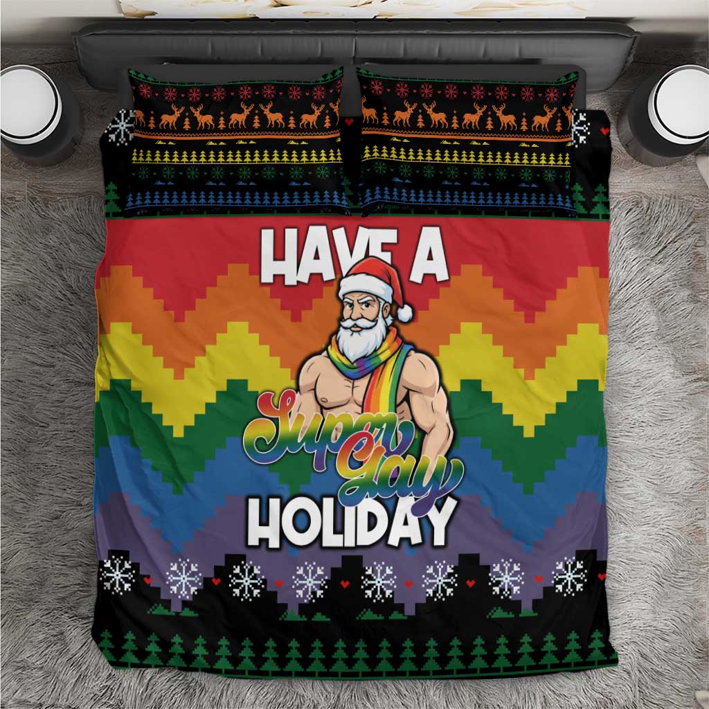 Have A Super Gay Holiday Christmas Bedding Set Xmas Holiday Patterns - Wonder Print Shop