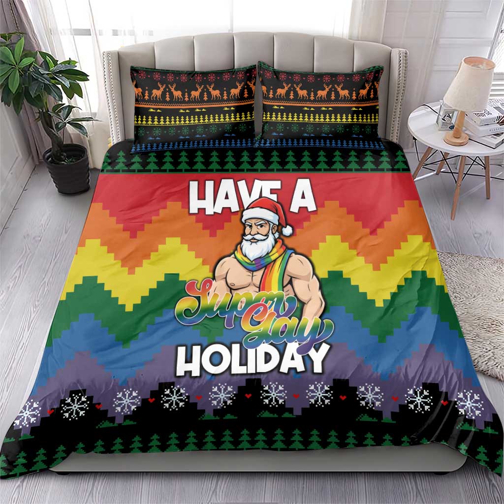 Have A Super Gay Holiday Christmas Bedding Set Xmas Holiday Patterns - Wonder Print Shop