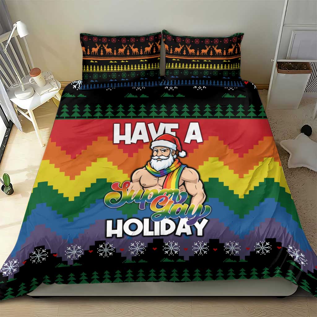 Have A Super Gay Holiday Christmas Bedding Set Xmas Holiday Patterns - Wonder Print Shop