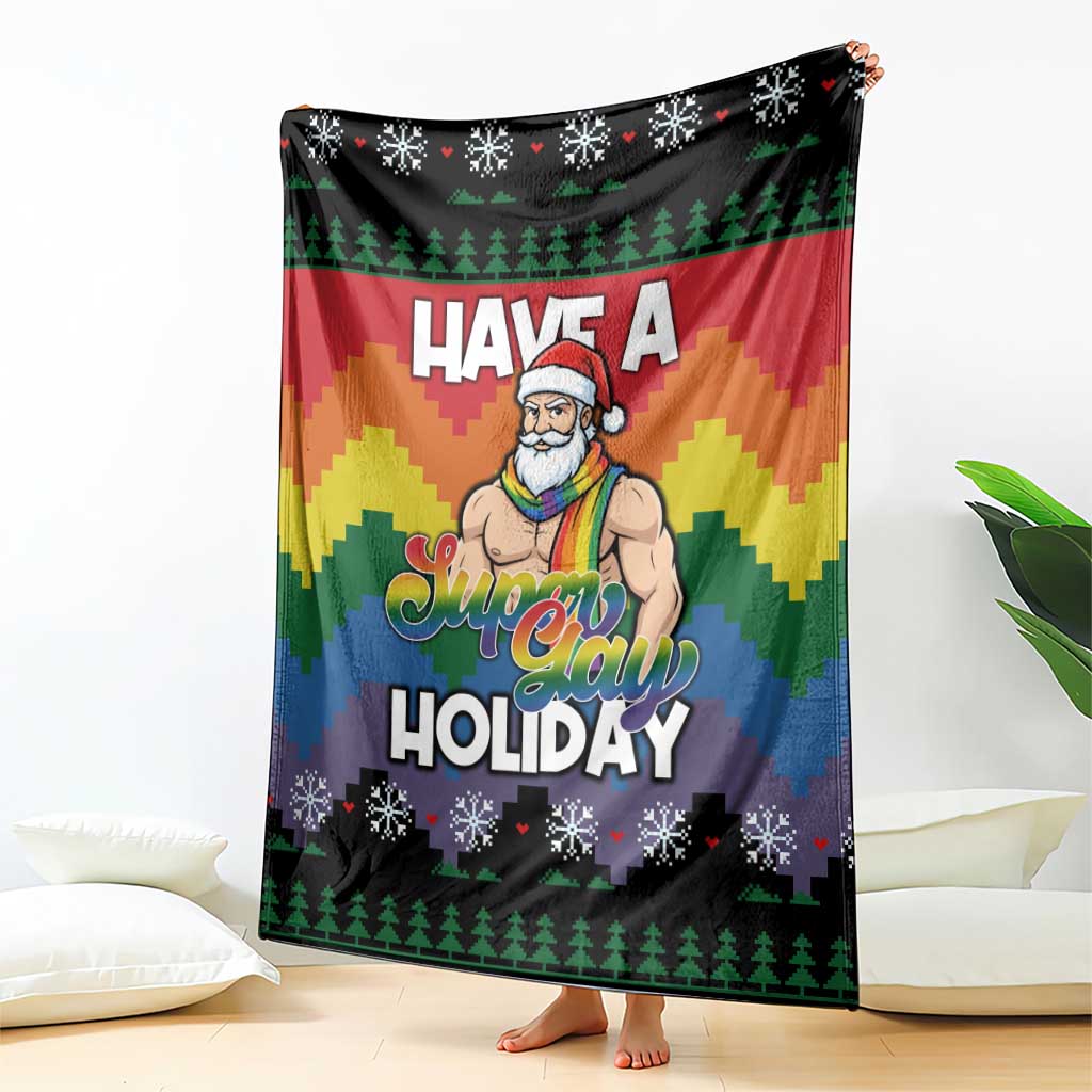 Have A Super Gay Holiday Christmas Blanket Xmas Holiday Patterns - Wonder Print Shop