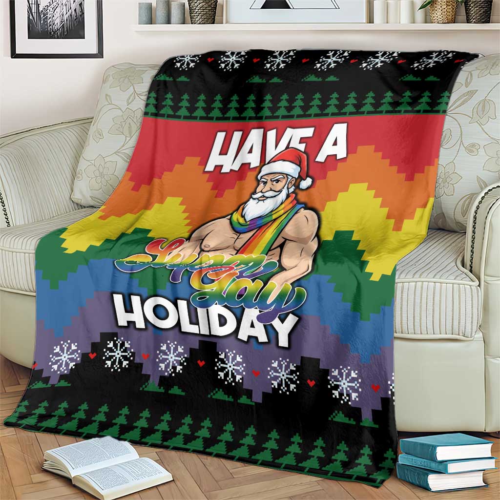 Have A Super Gay Holiday Christmas Blanket Xmas Holiday Patterns - Wonder Print Shop