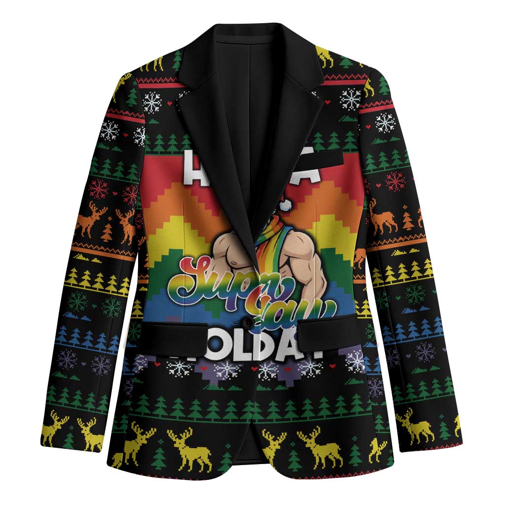 Have A Super Gay Holiday Christmas Blazer Xmas Holiday Patterns - Wonder Print Shop