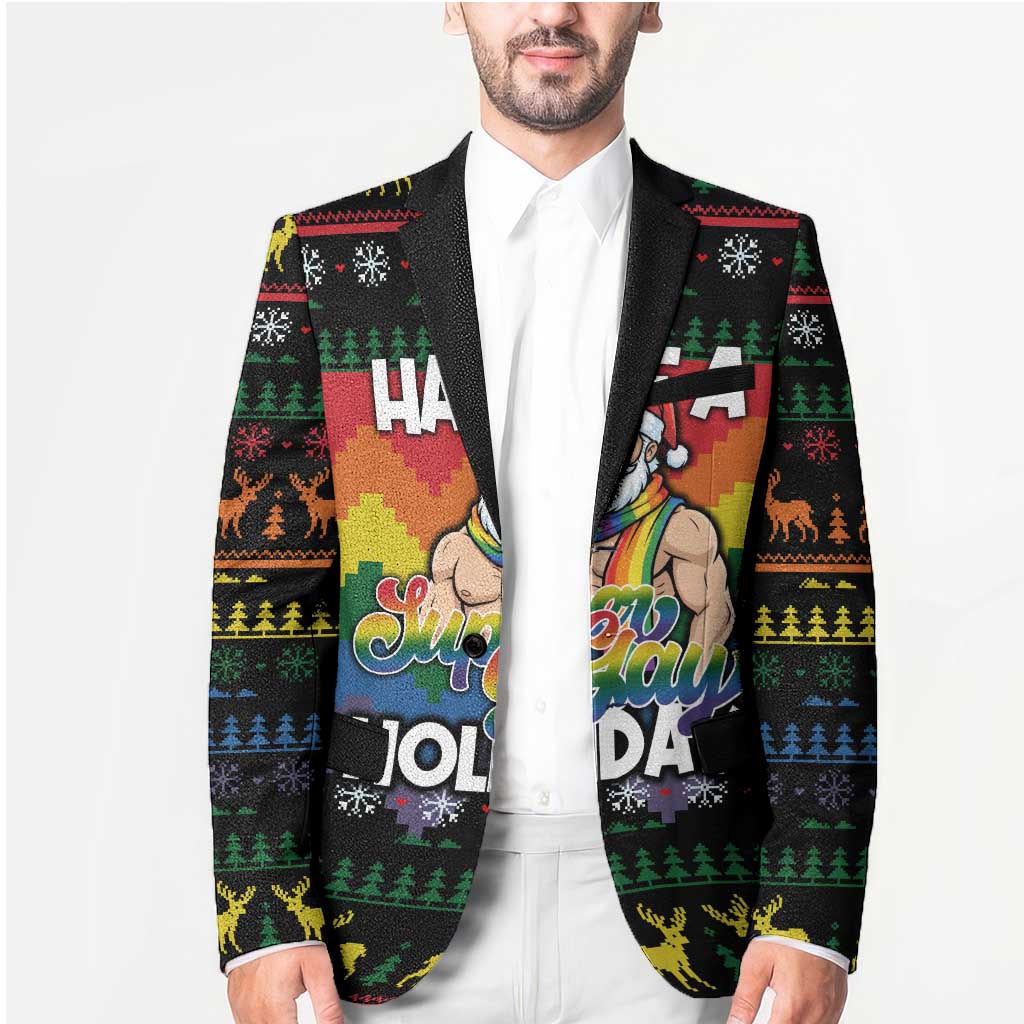 Have A Super Gay Holiday Christmas Blazer Xmas Holiday Patterns - Wonder Print Shop