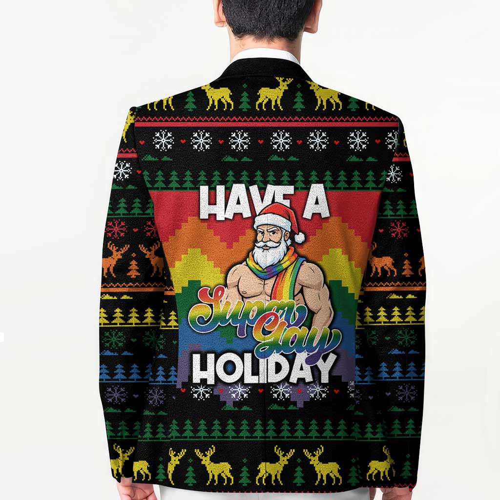 Have A Super Gay Holiday Christmas Blazer Xmas Holiday Patterns - Wonder Print Shop