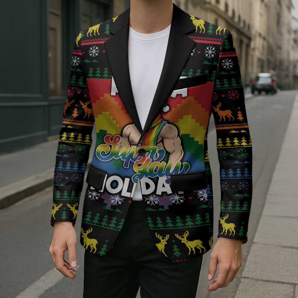 Have A Super Gay Holiday Christmas Blazer Xmas Holiday Patterns - Wonder Print Shop