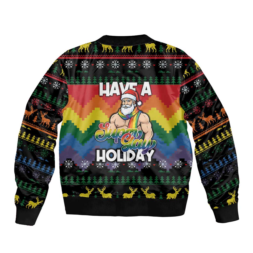 Have A Super Gay Holiday Christmas Bomber Jacket Xmas Holiday Patterns - Wonder Print Shop