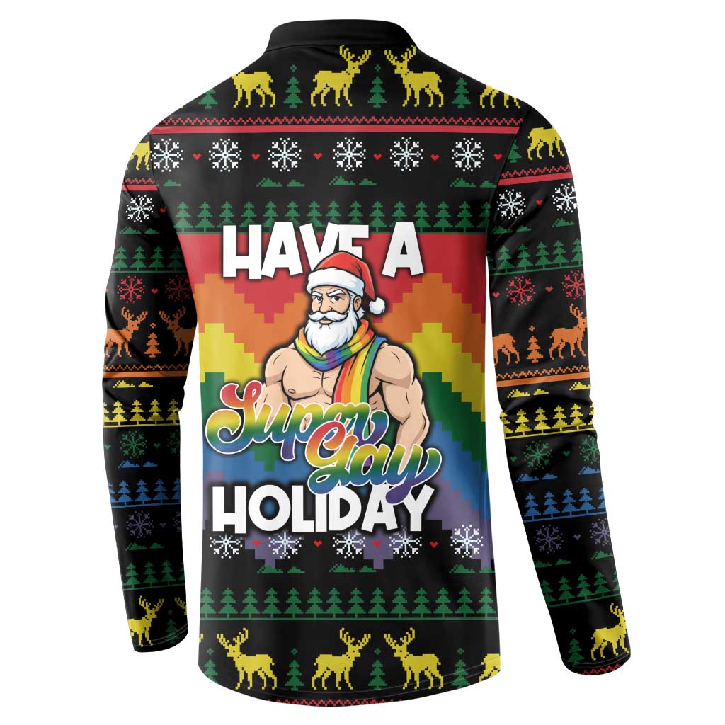 Have A Super Gay Holiday Christmas Button Sweatshirt Xmas Holiday Patterns - Wonder Print Shop