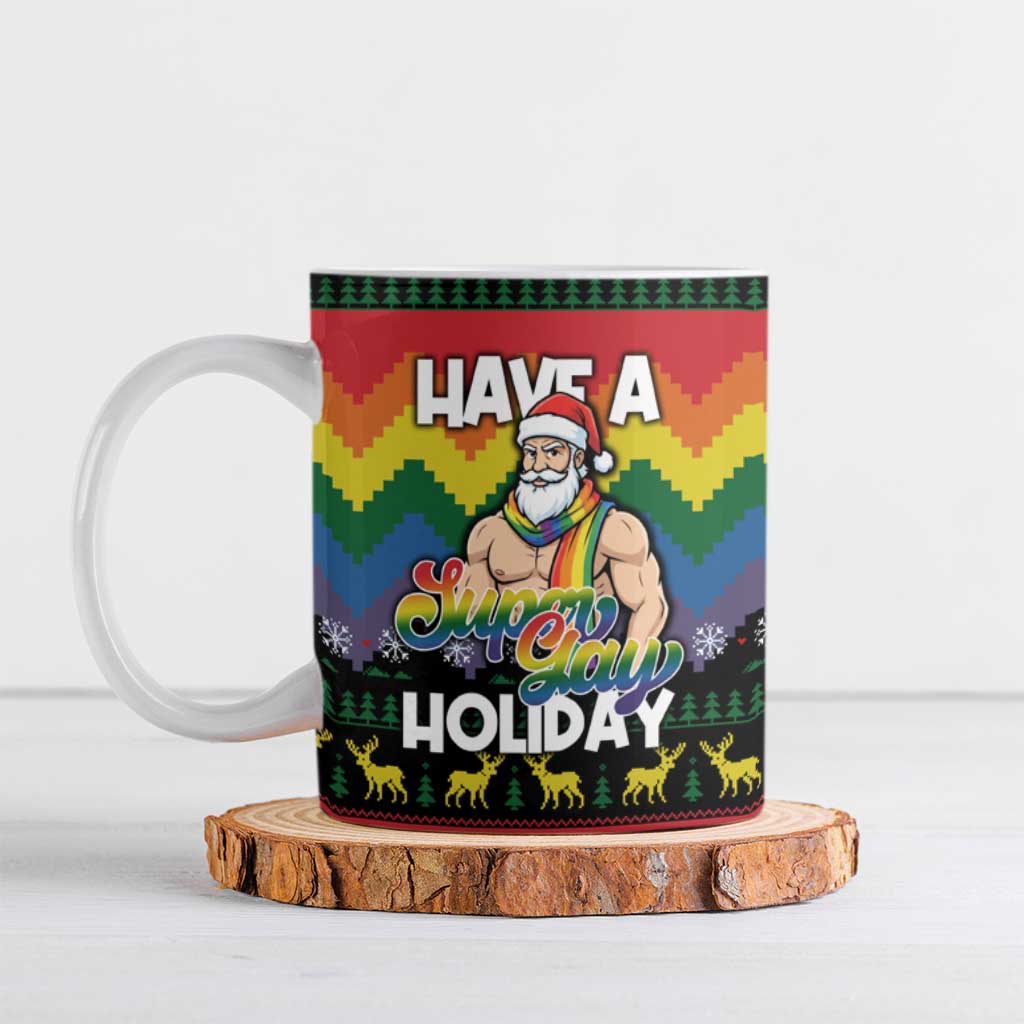 Have A Super Gay Holiday Christmas Ceramic Mug Xmas Holiday Patterns - Wonder Print Shop