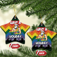 Have A Super Gay Holiday Christmas Ceramic Ornament Xmas Holiday Patterns - Wonder Print Shop