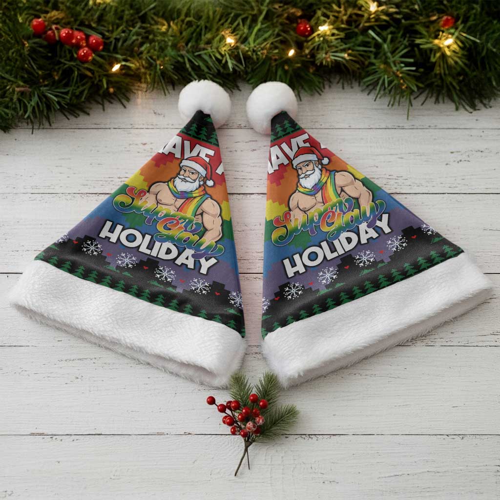 Have A Super Gay Holiday Christmas Santa Hat Xmas Holiday Patterns - Wonder Print Shop