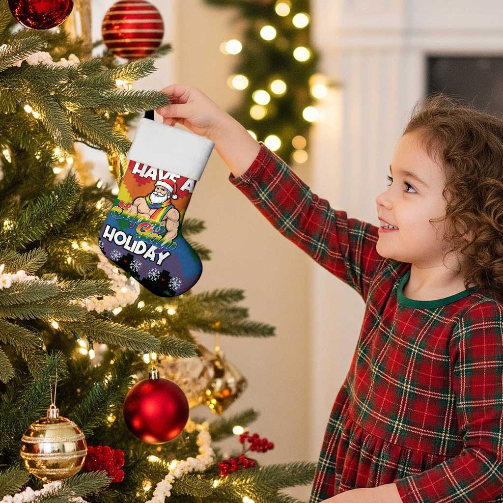 Have A Super Gay Holiday Christmas Stocking Xmas Holiday Patterns - Wonder Print Shop