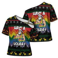 Have A Super Gay Holiday Christmas Cross Shoulder Shirt Xmas Holiday Patterns - Wonder Print Shop