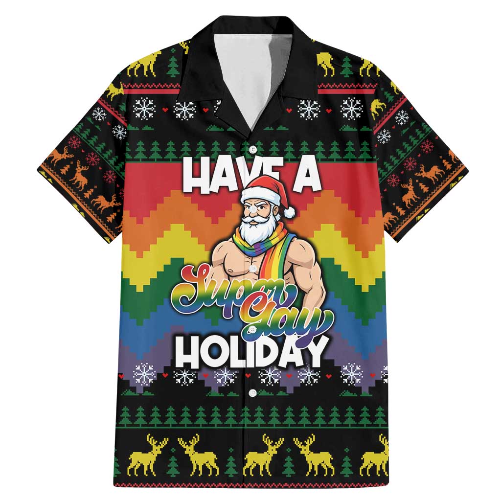 Have A Super Gay Holiday Christmas Family Matching Mermaid Dress and Hawaiian Shirt Xmas Holiday Patterns - Wonder Print Shop