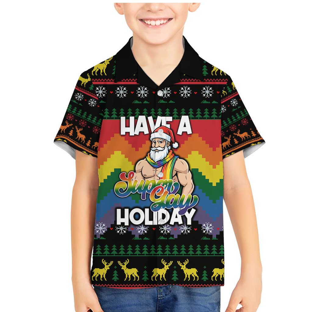 Have A Super Gay Holiday Christmas Family Matching Mermaid Dress and Hawaiian Shirt Xmas Holiday Patterns - Wonder Print Shop