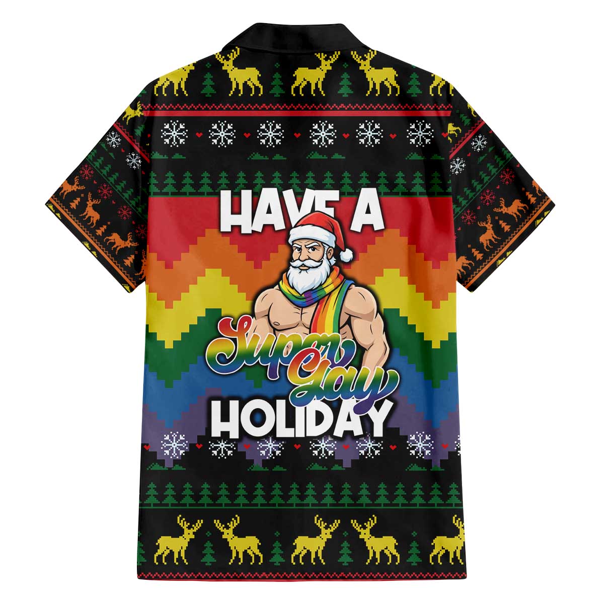 Have A Super Gay Holiday Christmas Family Matching Off The Shoulder Long Sleeve Dress and Hawaiian Shirt Xmas Holiday Patterns - Wonder Print Shop