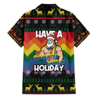 Have A Super Gay Holiday Christmas Family Matching Off The Shoulder Long Sleeve Dress and Hawaiian Shirt Xmas Holiday Patterns - Wonder Print Shop