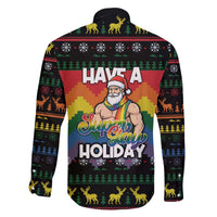 Have A Super Gay Holiday Christmas Family Matching Off The Shoulder Long Sleeve Dress and Hawaiian Shirt Xmas Holiday Patterns - Wonder Print Shop