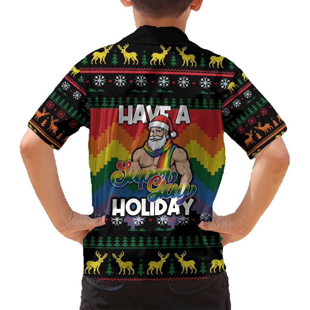 Have A Super Gay Holiday Christmas Family Matching Off Shoulder Maxi Dress and Hawaiian Shirt Xmas Holiday Patterns - Wonder Print Shop