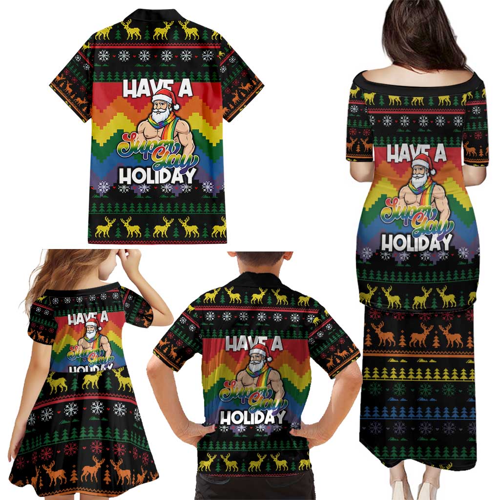 Have A Super Gay Holiday Christmas Family Matching Puletasi and Hawaiian Shirt Xmas Holiday Patterns - Wonder Print Shop