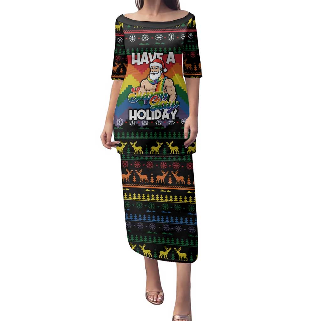 Have A Super Gay Holiday Christmas Family Matching Puletasi and Hawaiian Shirt Xmas Holiday Patterns - Wonder Print Shop