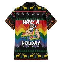 Have A Super Gay Holiday Christmas Family Matching Short Sleeve Bodycon Dress and Hawaiian Shirt Xmas Holiday Patterns - Wonder Print Shop