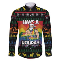 Have A Super Gay Holiday Christmas Family Matching Short Sleeve Bodycon Dress and Hawaiian Shirt Xmas Holiday Patterns - Wonder Print Shop