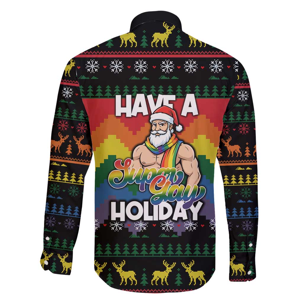 Have A Super Gay Holiday Christmas Family Matching Short Sleeve Bodycon Dress and Hawaiian Shirt Xmas Holiday Patterns - Wonder Print Shop