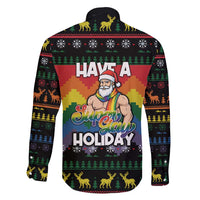 Have A Super Gay Holiday Christmas Family Matching Short Sleeve Bodycon Dress and Hawaiian Shirt Xmas Holiday Patterns - Wonder Print Shop