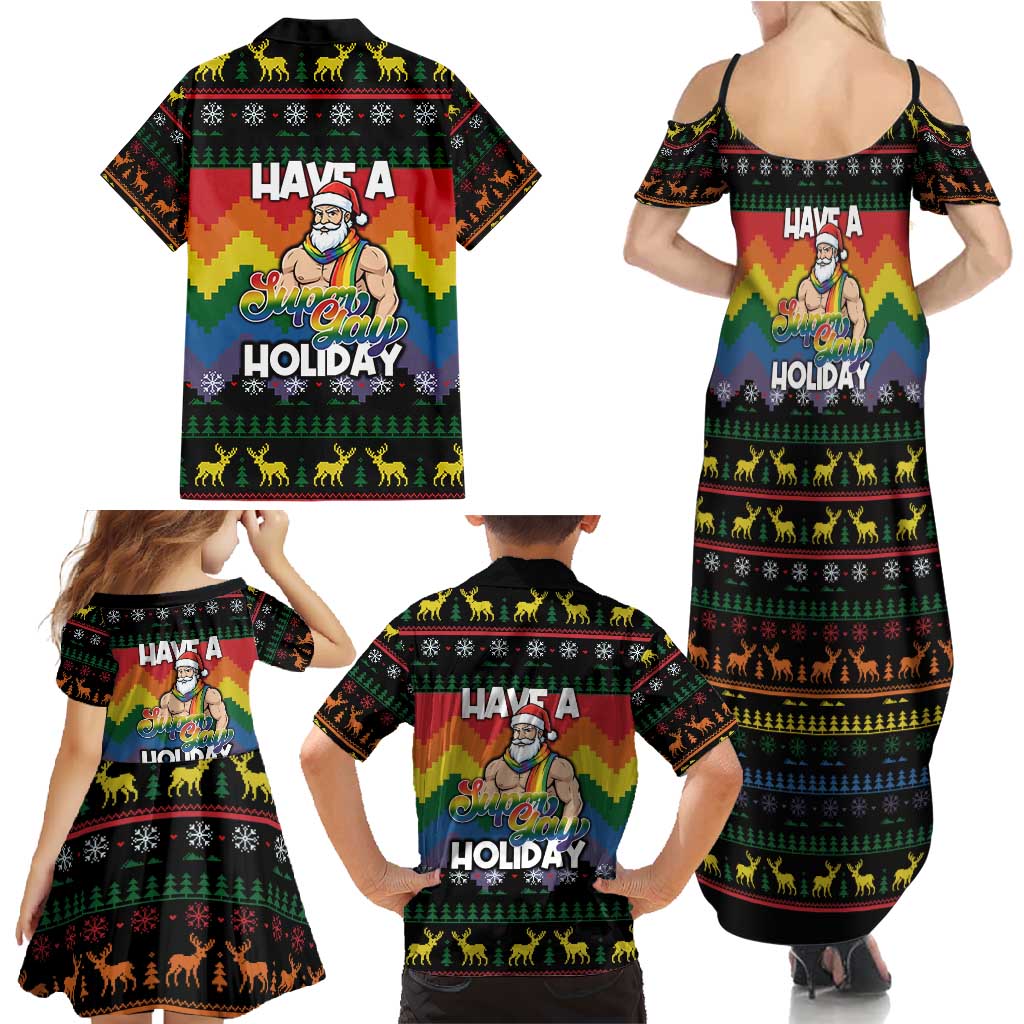 Have A Super Gay Holiday Christmas Family Matching Summer Maxi Dress and Hawaiian Shirt Xmas Holiday Patterns - Wonder Print Shop