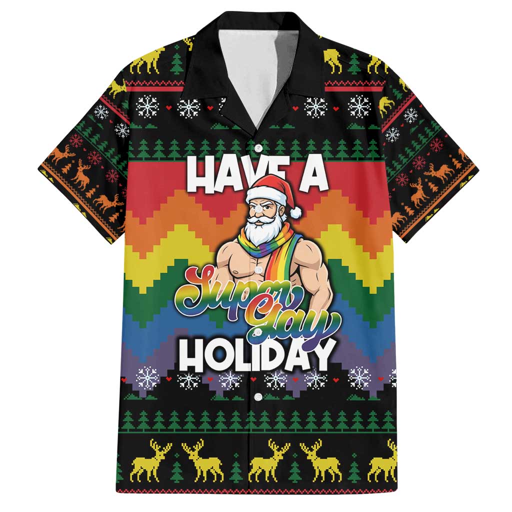 Have A Super Gay Holiday Christmas Family Matching Summer Maxi Dress and Hawaiian Shirt Xmas Holiday Patterns - Wonder Print Shop