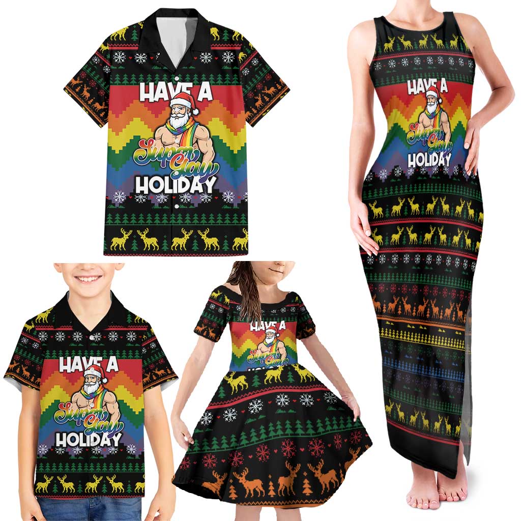 Have A Super Gay Holiday Christmas Family Matching Tank Maxi Dress and Hawaiian Shirt Xmas Holiday Patterns - Wonder Print Shop