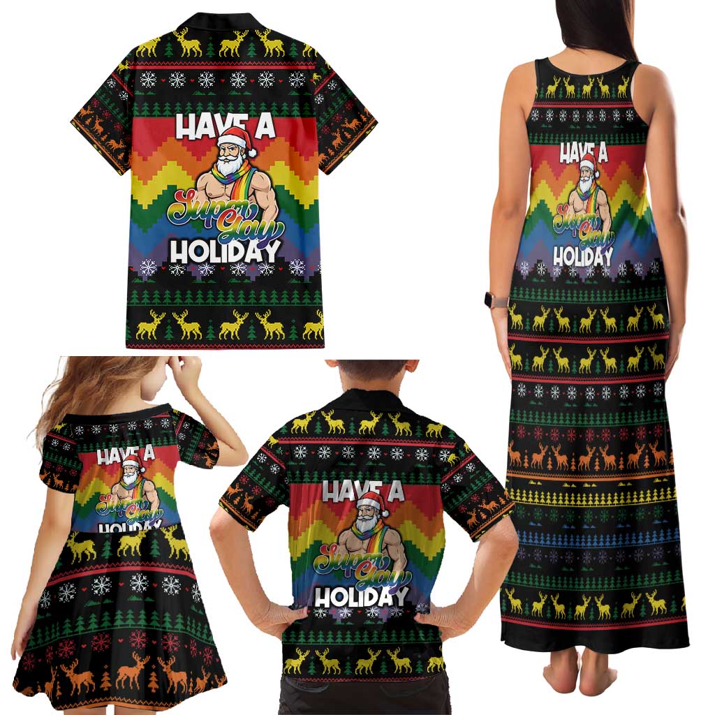 Have A Super Gay Holiday Christmas Family Matching Tank Maxi Dress and Hawaiian Shirt Xmas Holiday Patterns - Wonder Print Shop