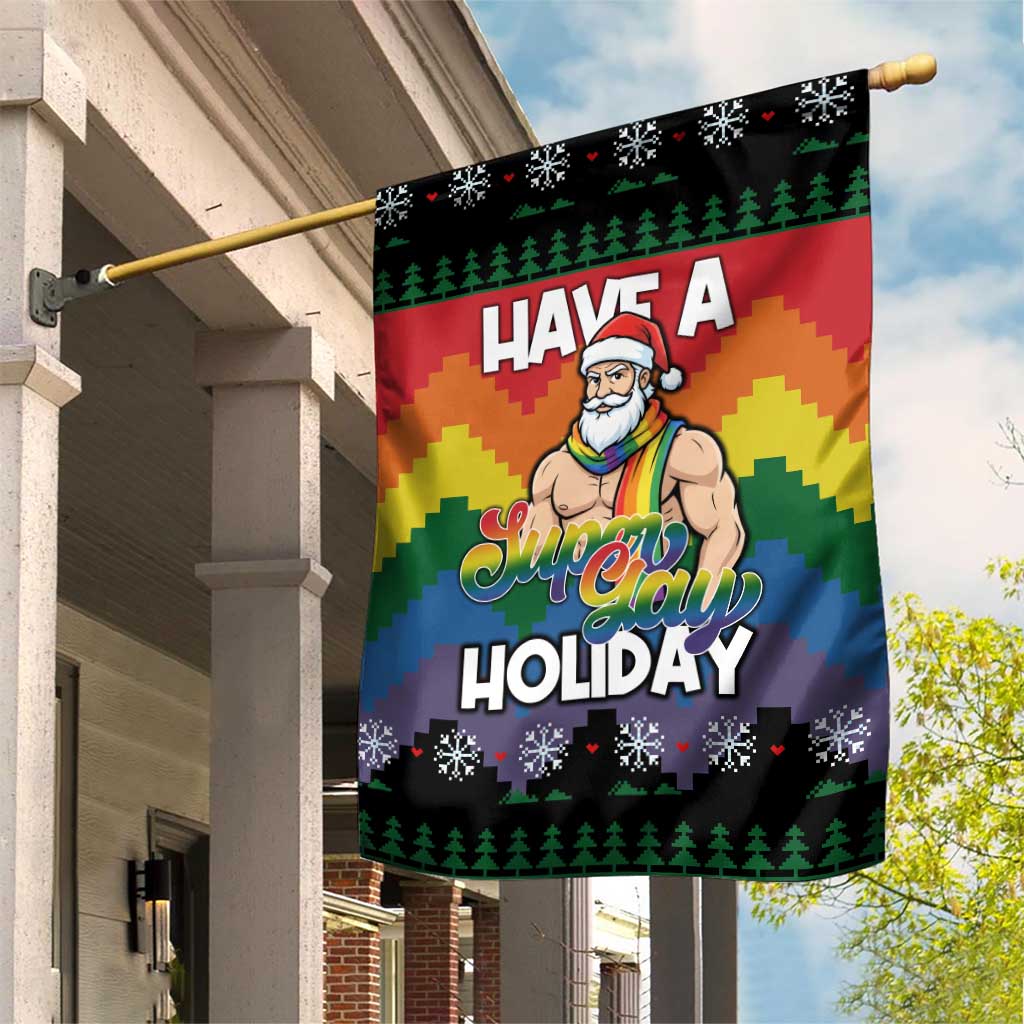 Have A Super Gay Holiday Christmas Garden Flag Xmas Holiday Patterns - Wonder Print Shop