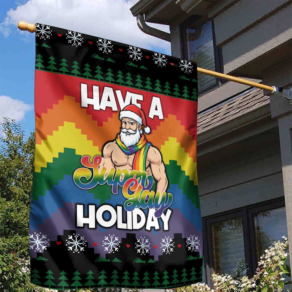 Have A Super Gay Holiday Christmas Garden Flag Xmas Holiday Patterns - Wonder Print Shop