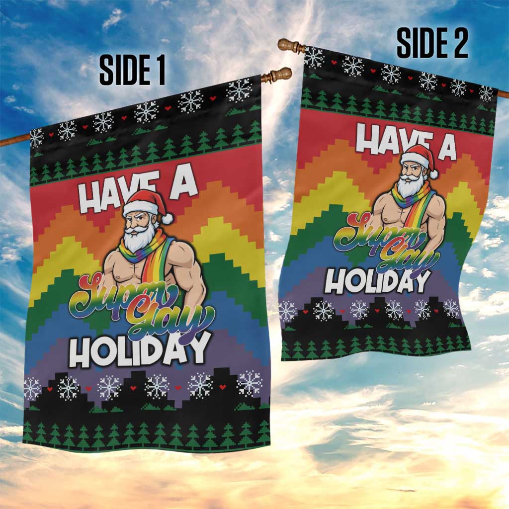 Have A Super Gay Holiday Christmas Garden Flag Xmas Holiday Patterns - Wonder Print Shop
