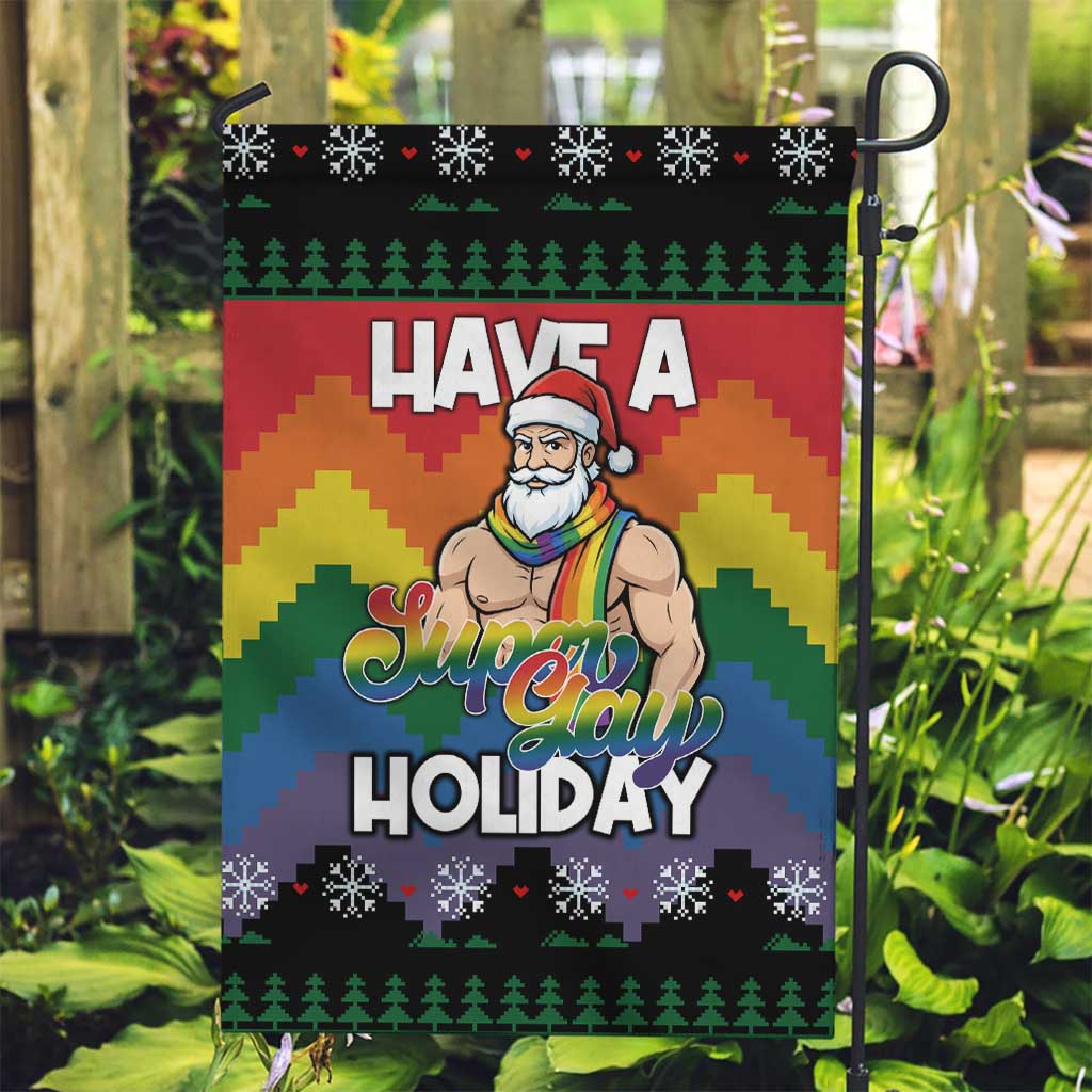 Have A Super Gay Holiday Christmas Garden Flag Xmas Holiday Patterns - Wonder Print Shop