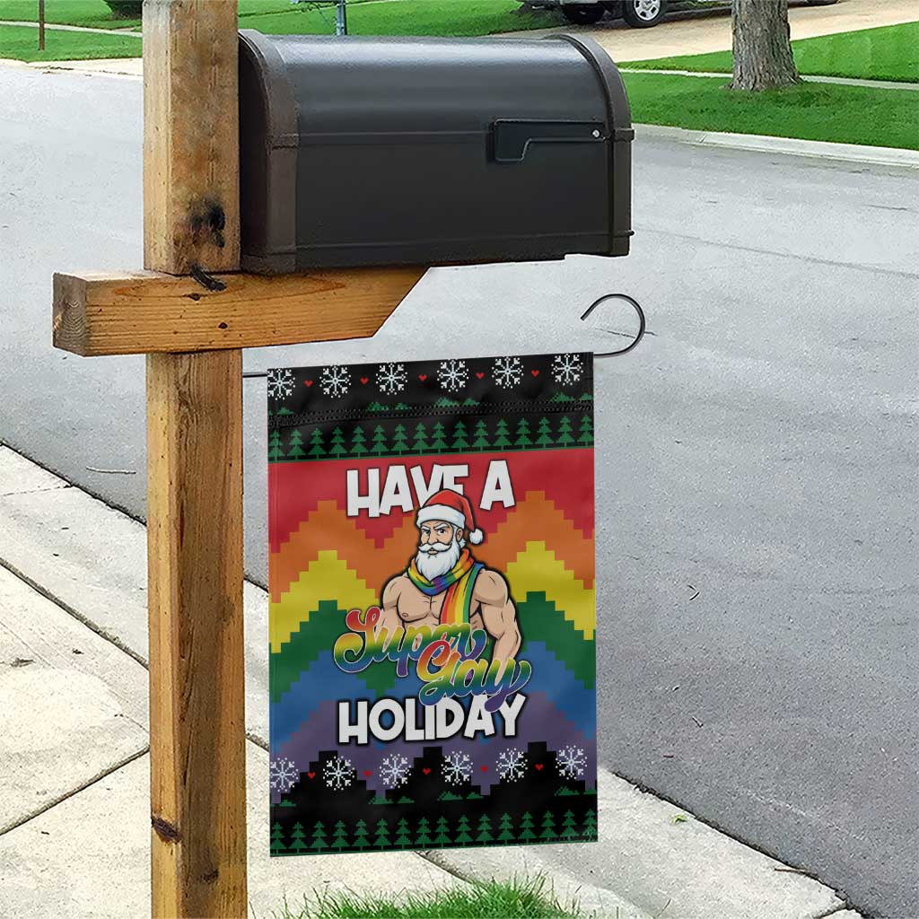 Have A Super Gay Holiday Christmas Garden Flag Xmas Holiday Patterns - Wonder Print Shop