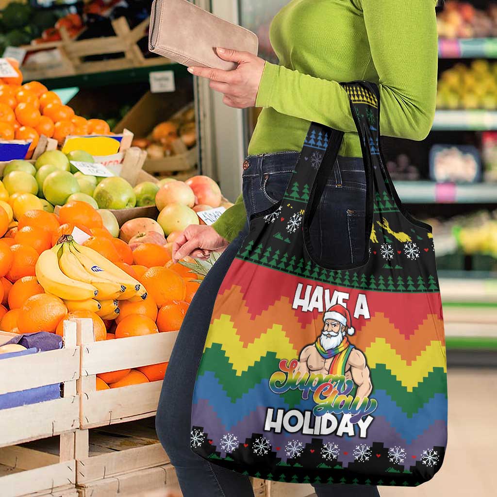 Have A Super Gay Holiday Christmas Grocery Bag Xmas Holiday Patterns - Wonder Print Shop
