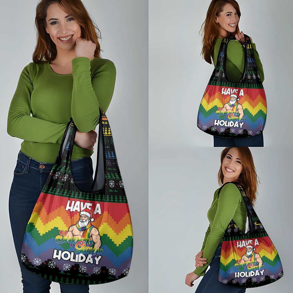 Have A Super Gay Holiday Christmas Grocery Bag Xmas Holiday Patterns - Wonder Print Shop