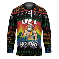 Have A Super Gay Holiday Christmas Hockey Jersey Xmas Holiday Patterns - Wonder Print Shop