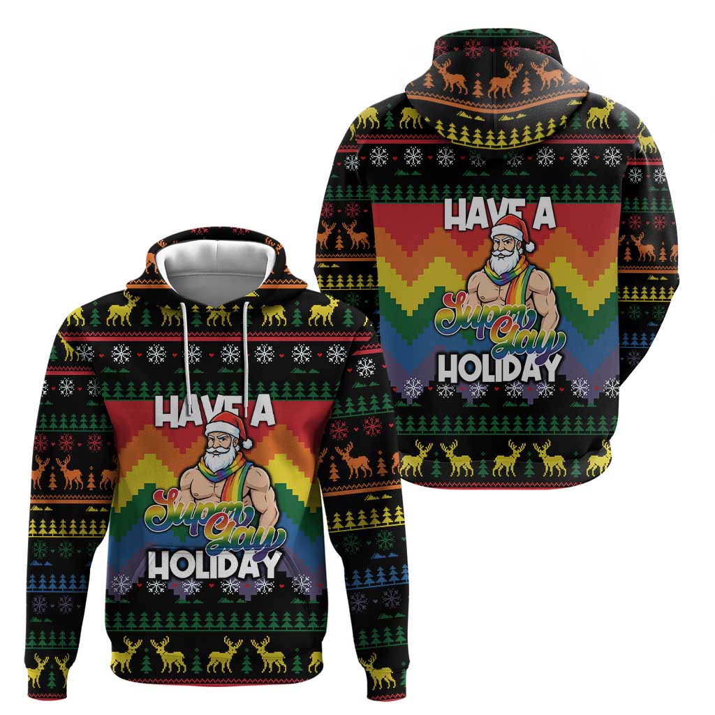 Have A Super Gay Holiday Christmas Hoodie Xmas Holiday Patterns - Wonder Print Shop