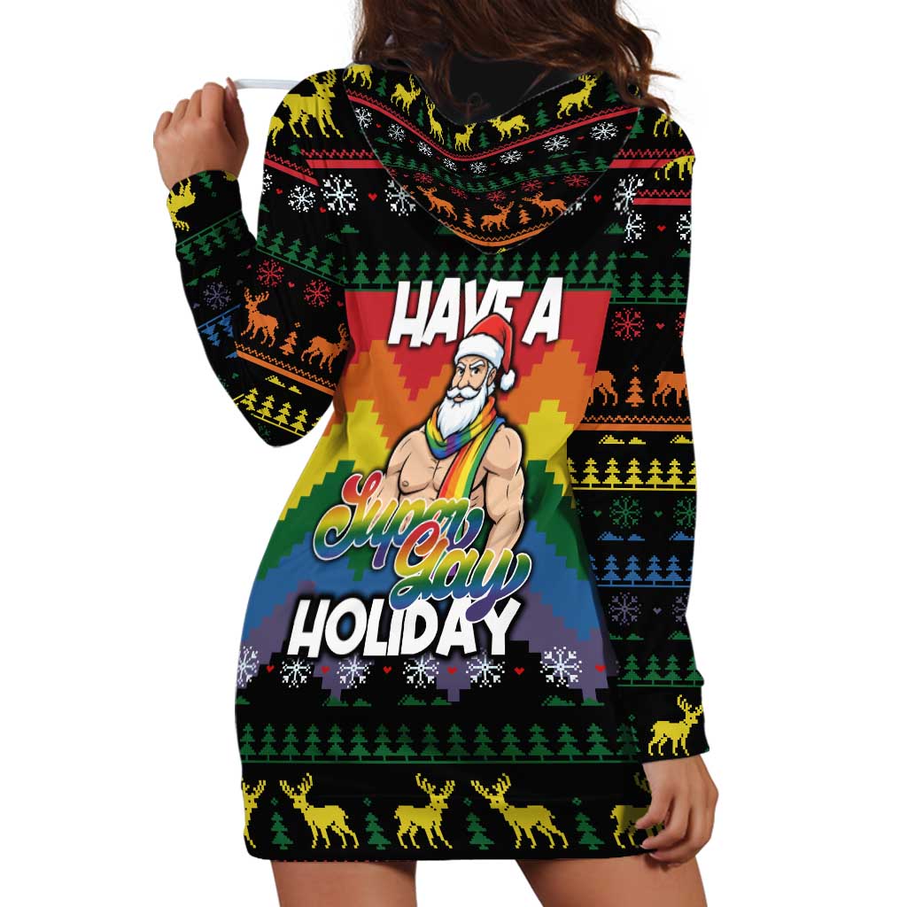 Have A Super Gay Holiday Christmas Hoodie Dress Xmas Holiday Patterns - Wonder Print Shop