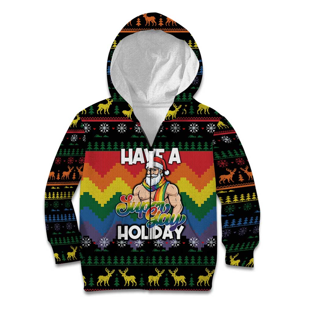 Have A Super Gay Holiday Christmas Kid Hoodie Xmas Holiday Patterns - Wonder Print Shop